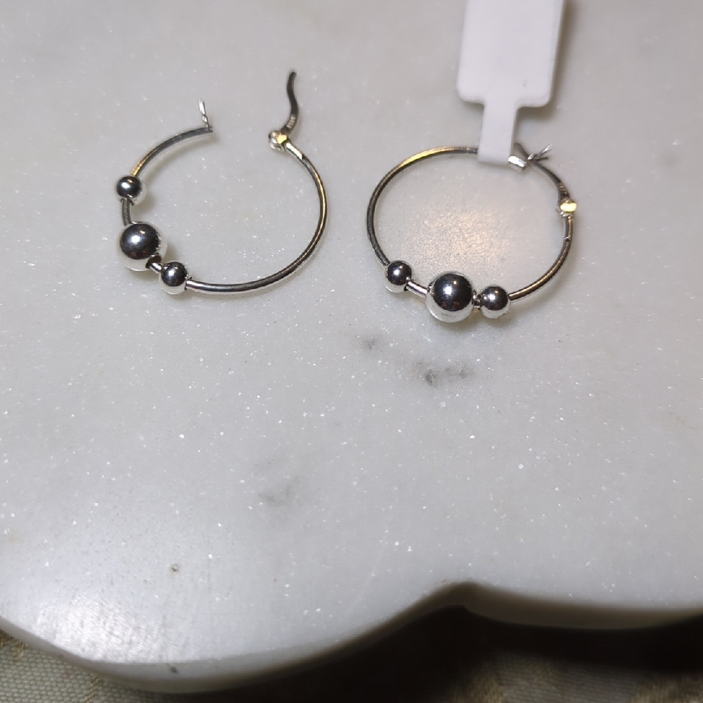 Sterling Silver 925 Hoop Earrings New - Picture 3 of 4